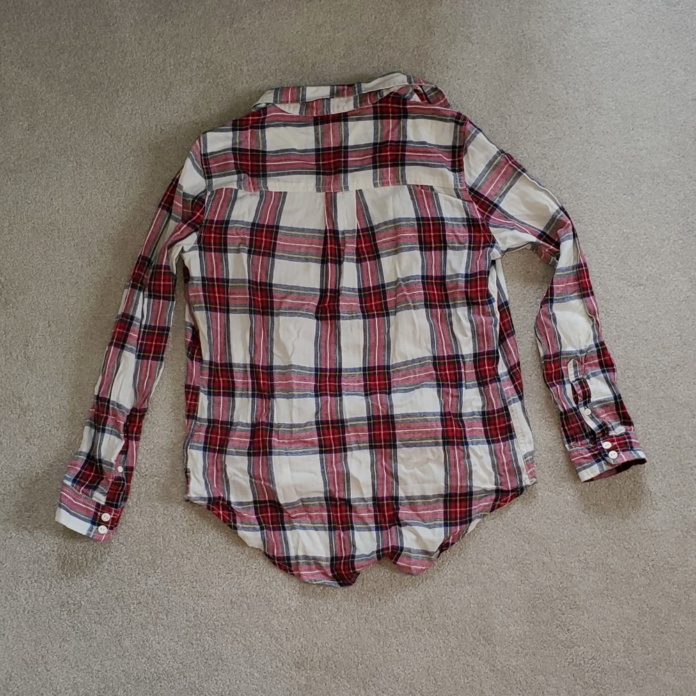 Ivory Plaid Button Down - Picture 4 of 5